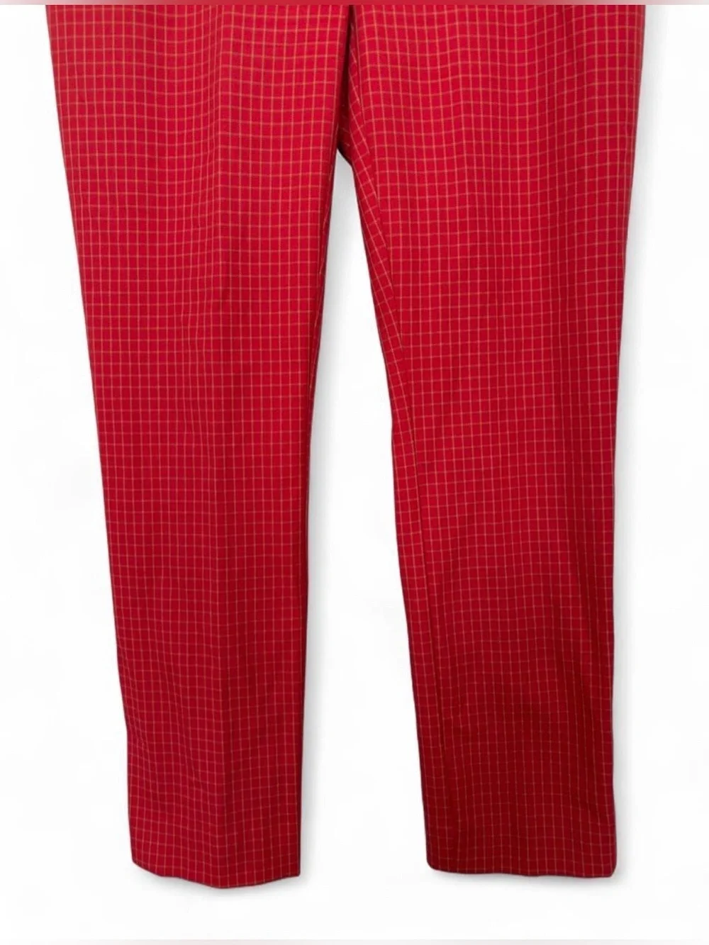 Anthropologie The Essential Slim Pants Size 6 Red Gingham Plaid Grid Pattern